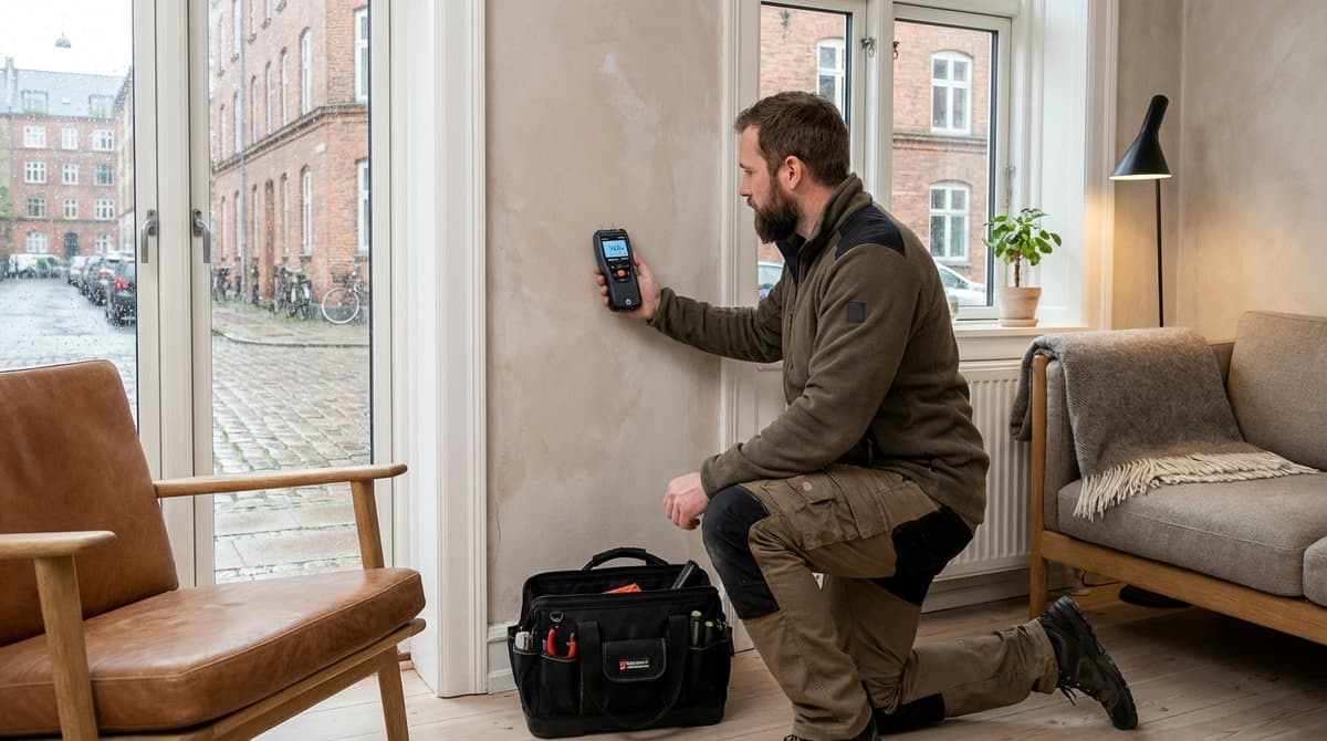 Fugtmåling med professionelt hygrometer — Roskilde