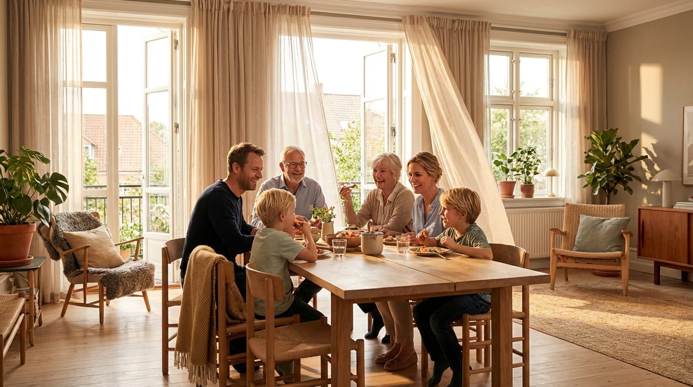 Glad familie i velventileret hjem med frisk luft — Esbjerg