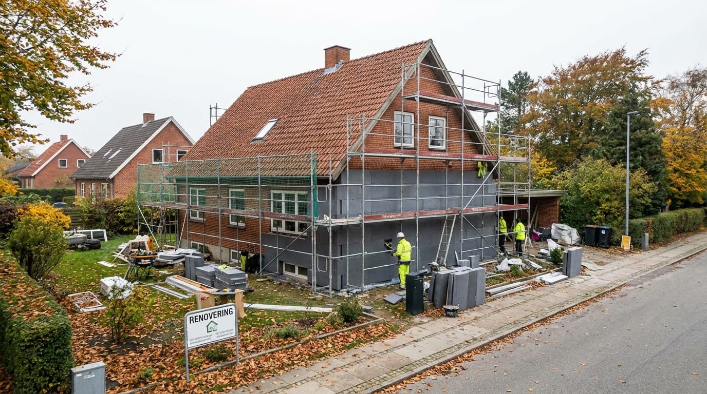 Dansk hus under renovering — efterisolering kræver ventilation — Hillerød