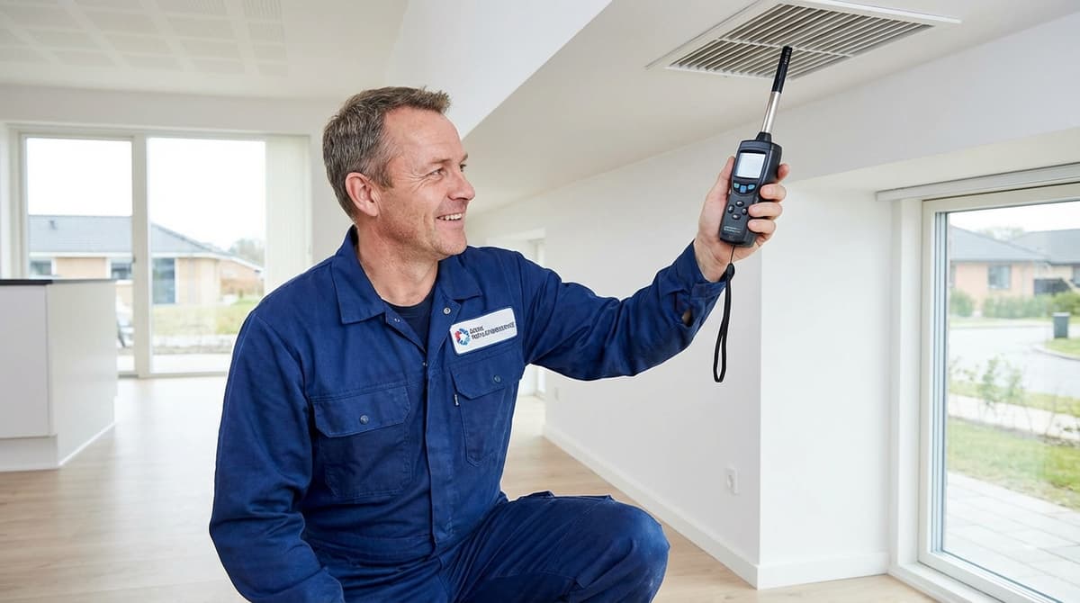 Tekniker måler fugt i bolig — renovering i Vejle